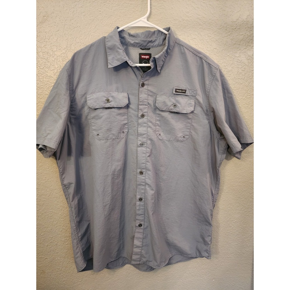 Wrangler Shirt‎ Men's XL Short Sleeve Outdoor Series Outdoor Hiking Fishing Blue